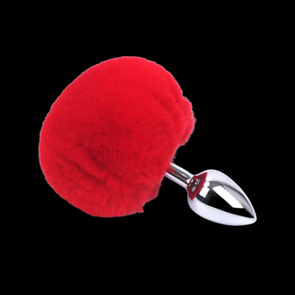 Plug Anal de Acero S, Pom Pom Rojo