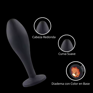 Kit Plug Anal Siliconado "La Gota Negra", Diadema Rosa - Imagen 3