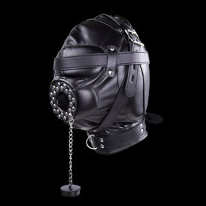 Capucha BDSM de Cuero Sintético con Mordaza y Control Sensorial - Imagen 2