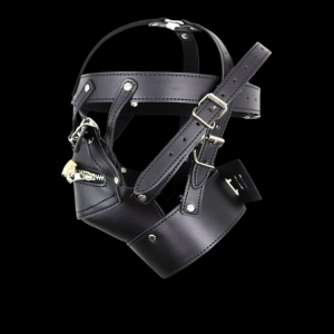 Capucha BDSM de Cuero Sintético con Cremallera y Candado - Imagen 4