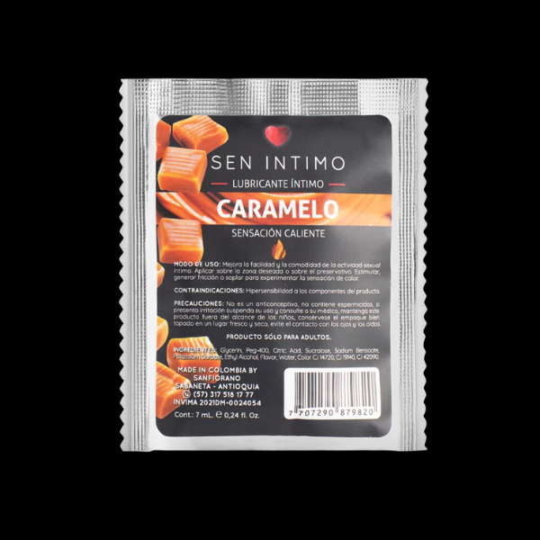 Lubricante Sabor Caramelo - Efecto Calor 7 ml.